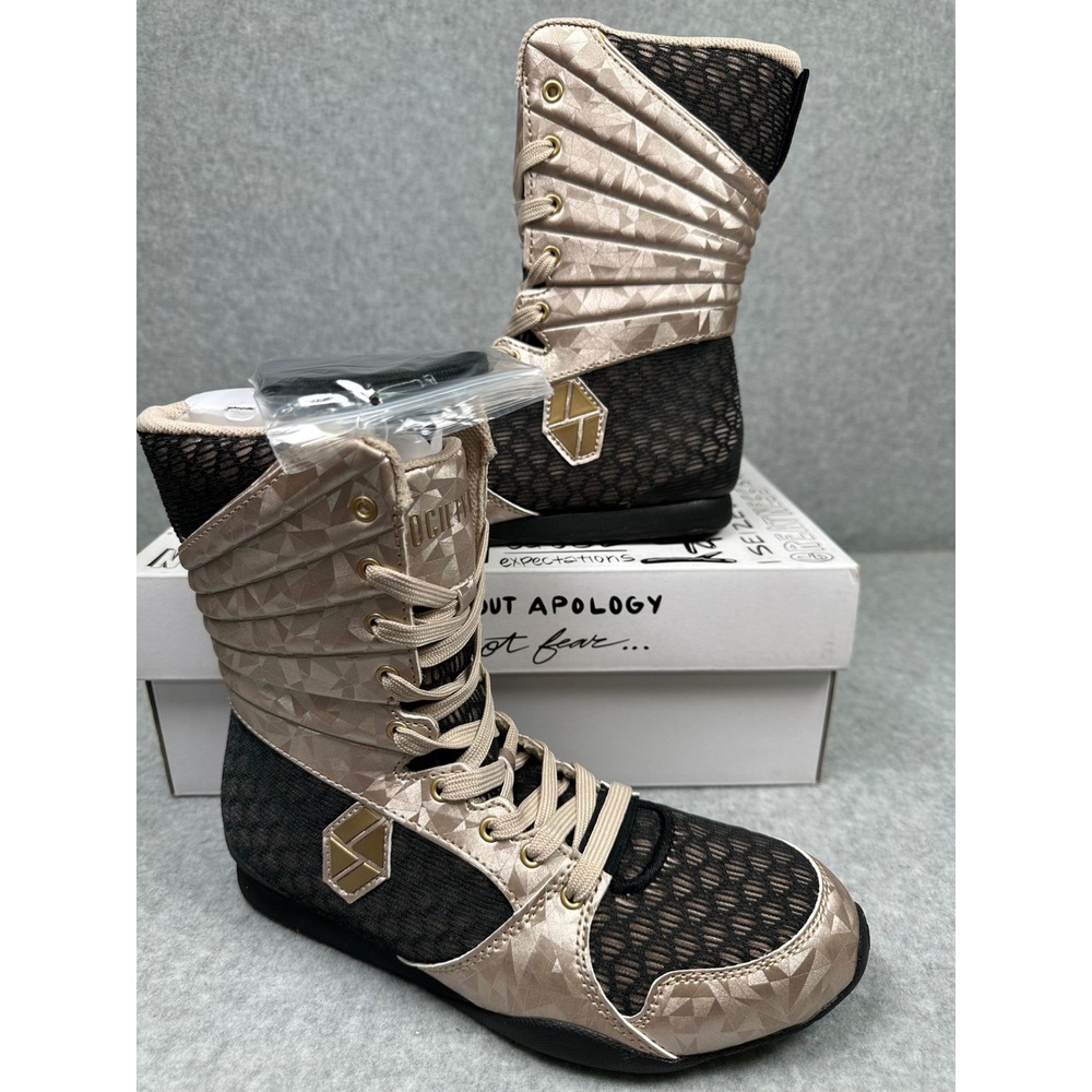 Society Nine EOS High Top Boxing Shoes Womens 8.5 Black Champagne‎ NEW